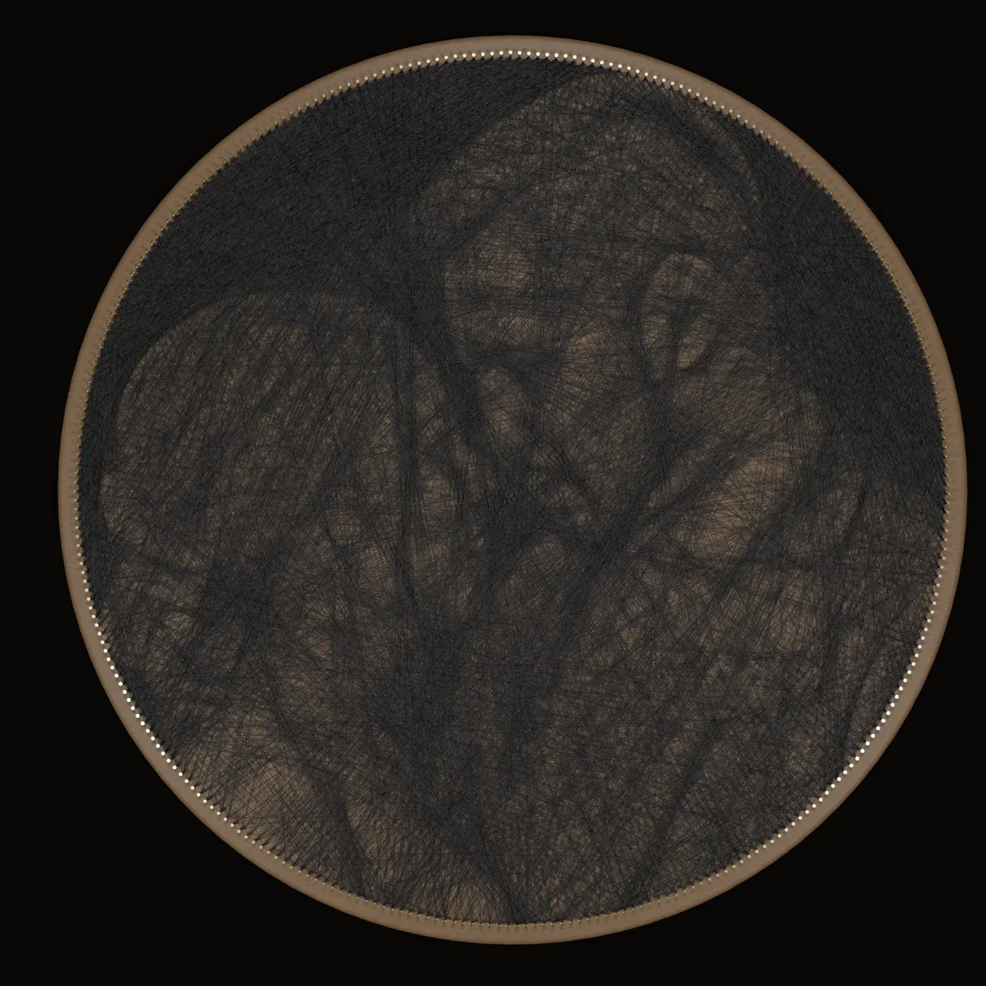 String-Art-Werk mit zwei einander umarmenden Personen
