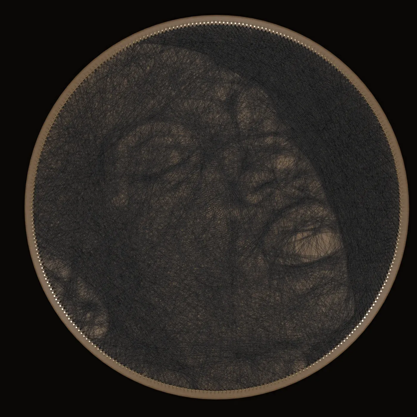 String-Art-Portrait mit geschlossenen Augen