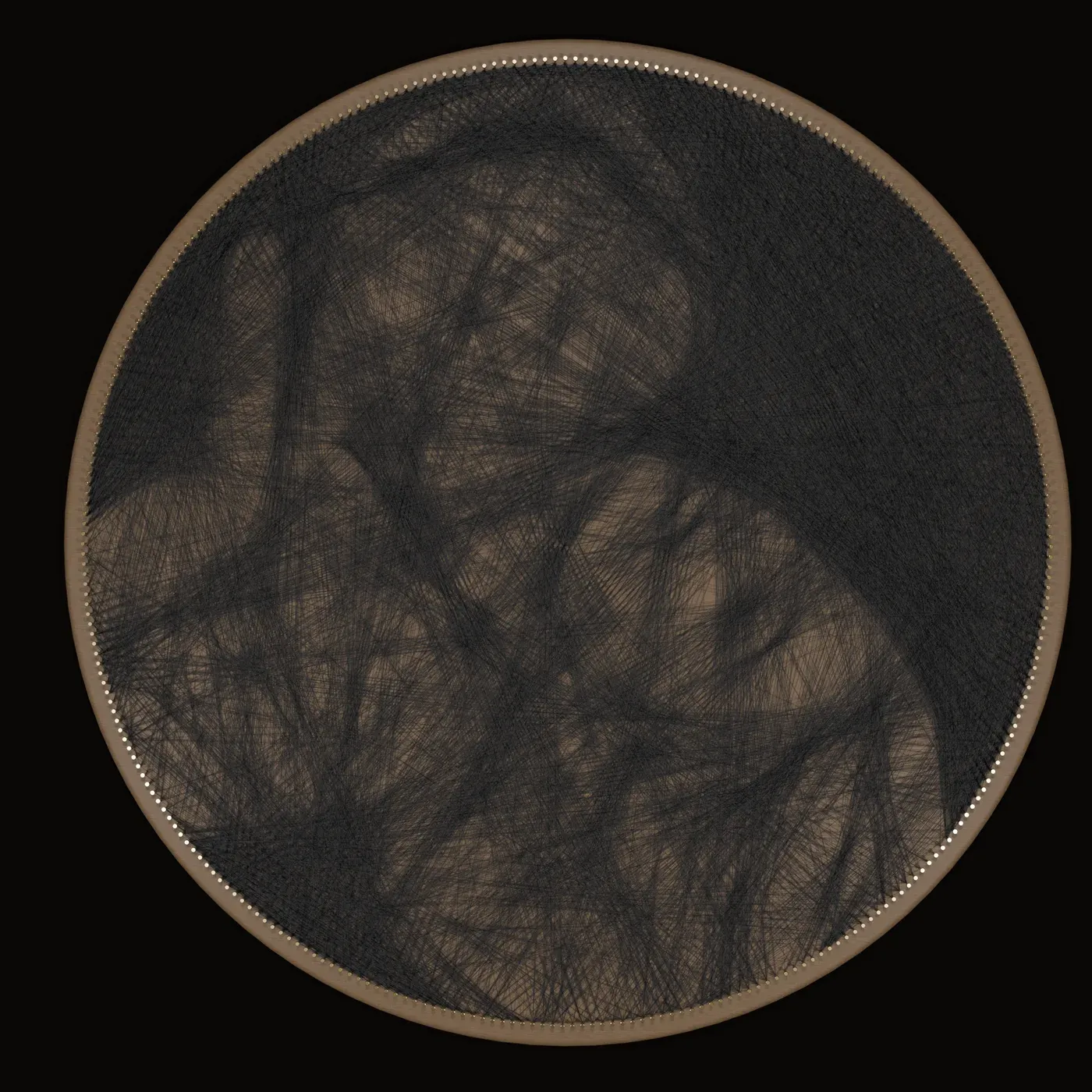 String-Art-Portrait mit einer Hand am Gesicht