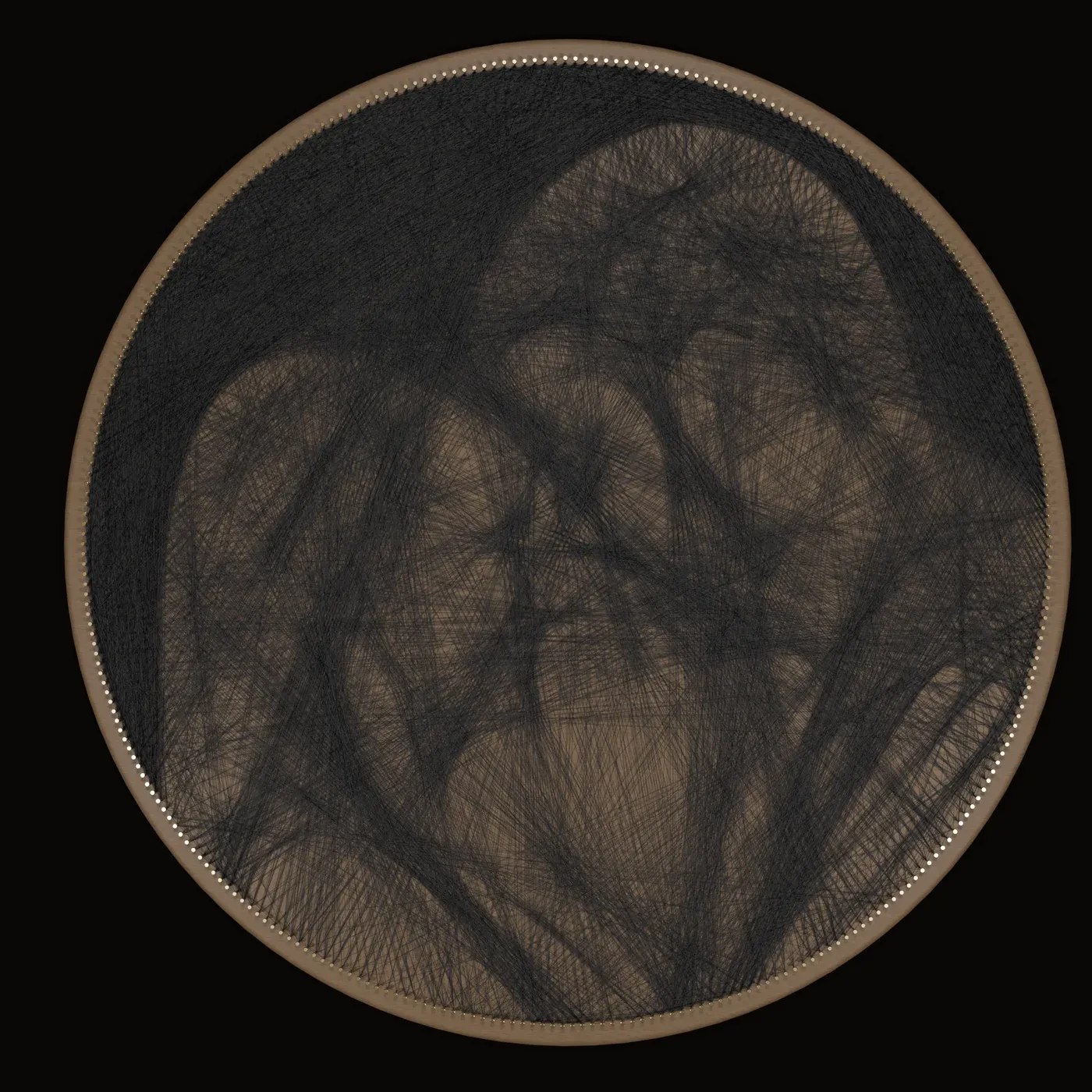 Helles String-Art-Portrait aus gespannten Fäden