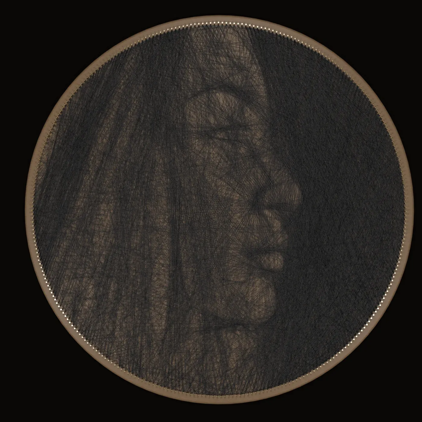 String-Art-Portrait im Profil